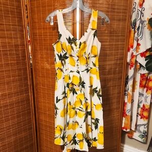 Lemon Print Summer Retro Pinup Dress